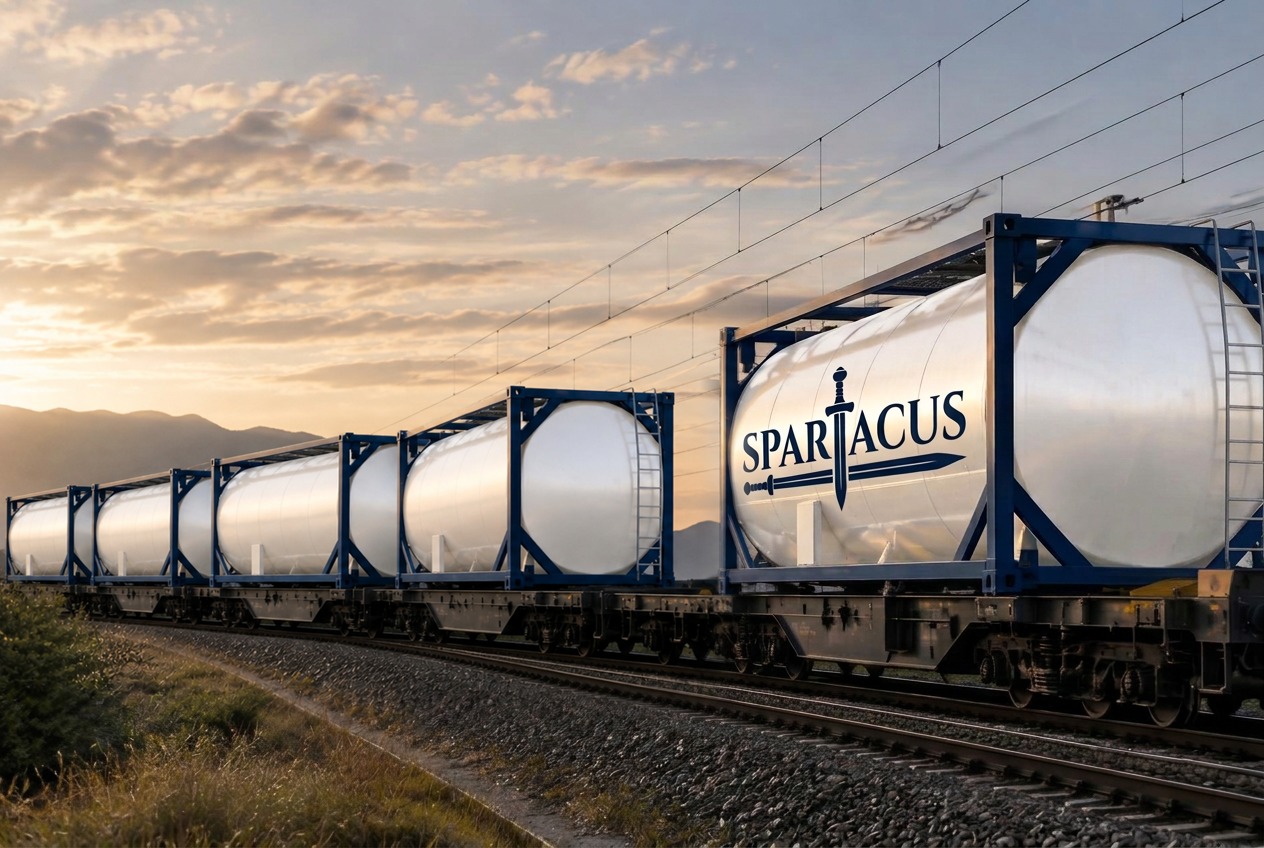 Tank containers moving through Europe by rail