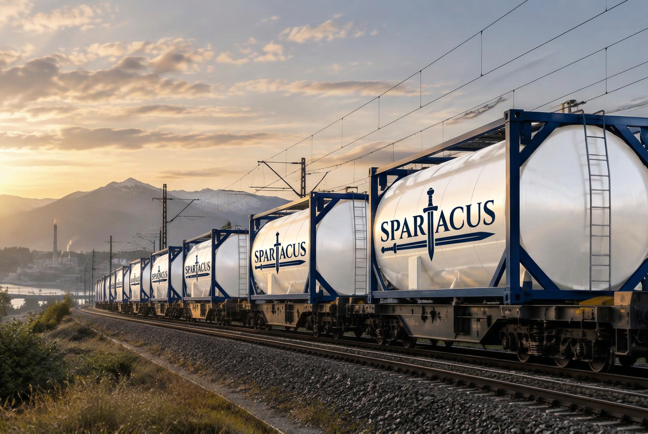 ISO tank containers moving through Europe by rail